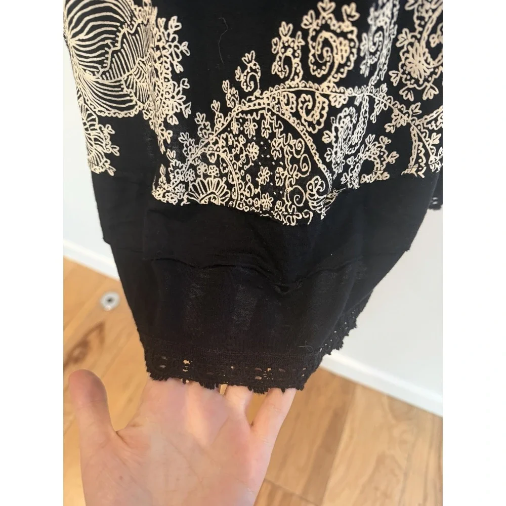 Desigual Y2K Dress Black Paisley Sz M Embroidered Long Sleeve Whimsigoth Euro - Picture 7 of 9